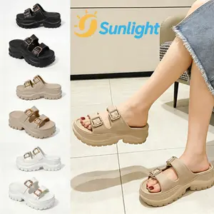 [Sunlight] Sandal Wanita Premium Wedges Selop EVA Jelly Anti Slip Kancing Tebal Empuk Ringan Nomor barang 518M