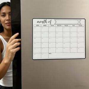 Calendario magnético en pizarrón seco para refrigerador, planificador mensual, semanal y diario con notas y recordatorios para organización en casa, cocina y oficina