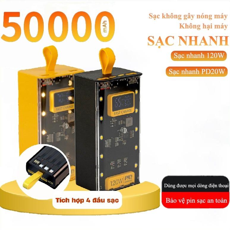  Sạc Dự Phòng Trong Suốt 120W Dung Lượng 30.000mAh Với 2 Cổng Sạc Nhanh 22.5W Và PD 20W Phụ Kiện Sạc Pin 