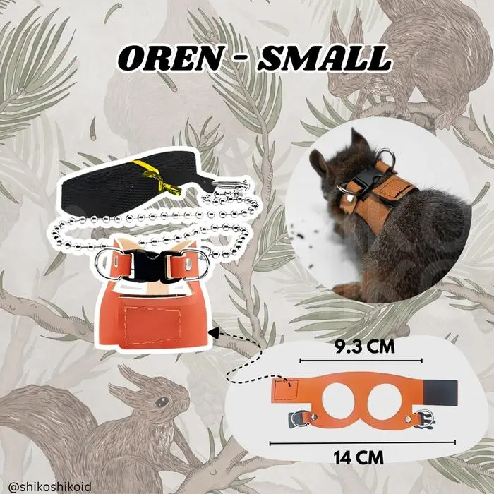 VESpet Tali Traksi Tupai Vest Hamster Tikus Kelinci Kecil Outdoor Activity Hewan Peliharan Pet Traction Rope Kulit - Oren-Small