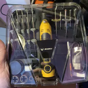 【 2026 & Gajian Sale  】SOARFLY Mini Grinder Mini Gerinda Mini Bor Set 57Pcs  3 gigipenyesuaian 16000r/mnt mesin ukiran poles gergaji listrikalat ukiran Motor Baterai