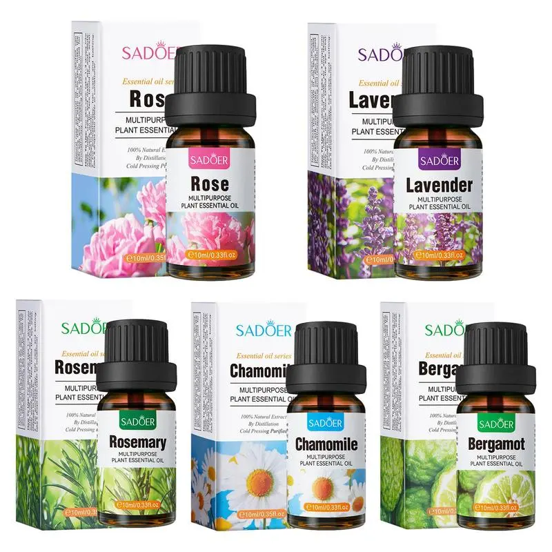 10ml Rose Pure Oils With Droppers For Humidifier Oil Diffuser Lavender Bergamot Jasmine Rosemary Chamomile