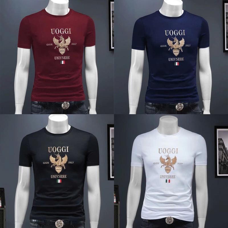 COMBO 4 ÁO  thun nam cộc tay cổ tròn , in hình NGỰA, chất thun lạnh, 40-85kg