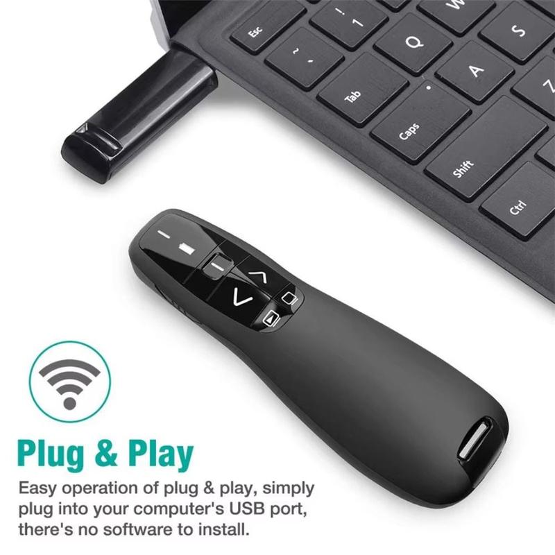 Trình chuyển trang đa phương tiện Điều khiển USB Người thuyết trình thông minh Powerpoint Cuộc họp Điều khiển từ xa hồng ngoại Máy thuyết trình không dây 2.4GHz Trình bày từ xa Con trỏ laser Bút lật laser PPT Giáo viên