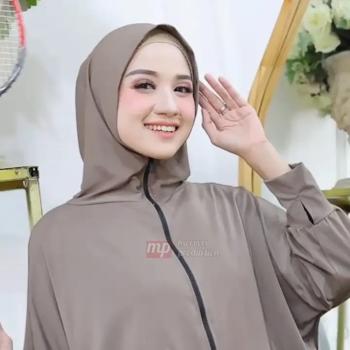 HIJAB JAKET SPORT HOODIE OLAHRAGA RESLETING 2 IN 1 GAYA STYLISH KEREN 1