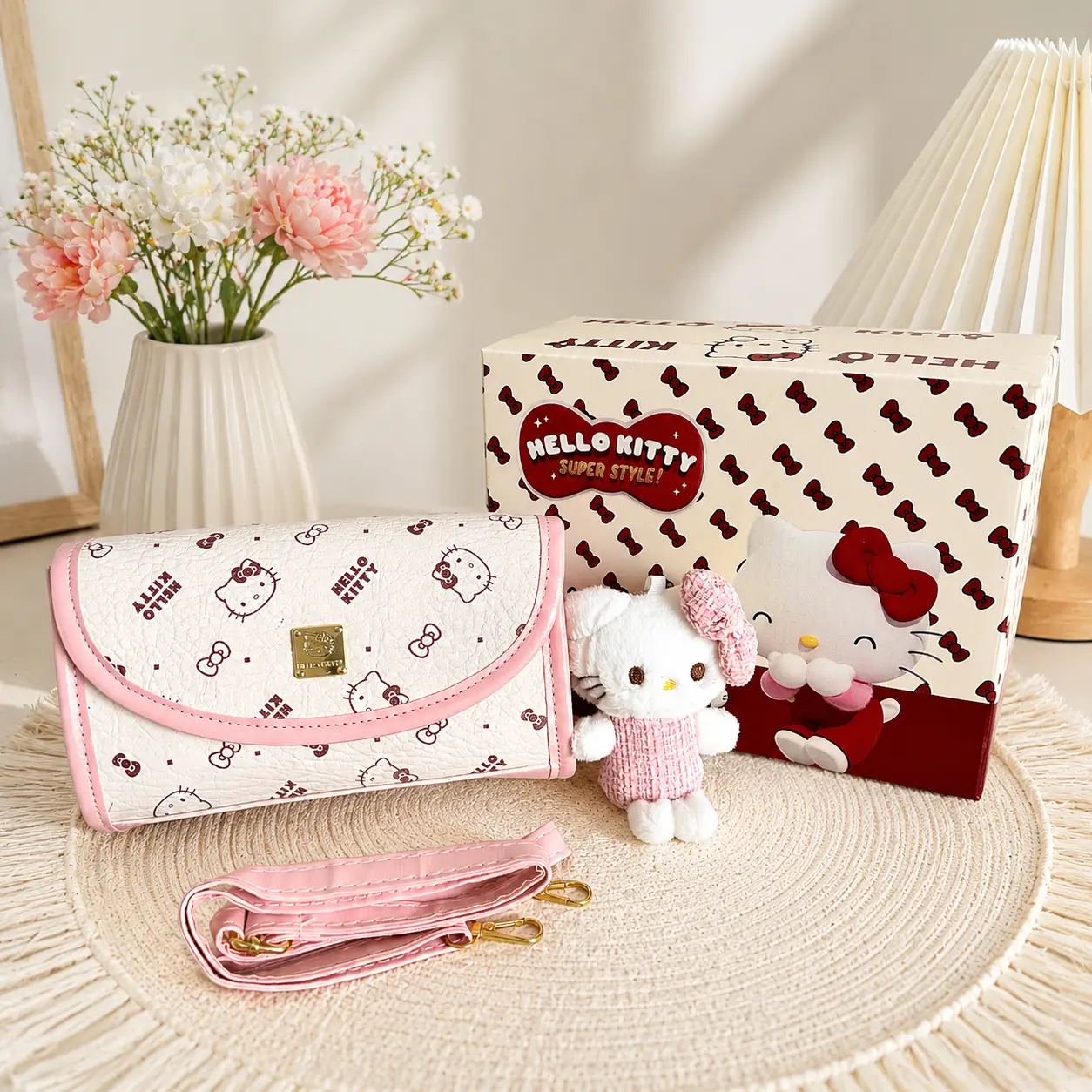 [KÈM HỘP] Túi đeo chéo Hello Kitty kèm gấu bông dễ thương LN11 rẻ đẹp