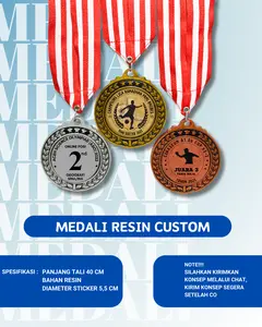 Medali Resin Custom Hadiah Penghargaan Souvenir Lomba Plus Tali