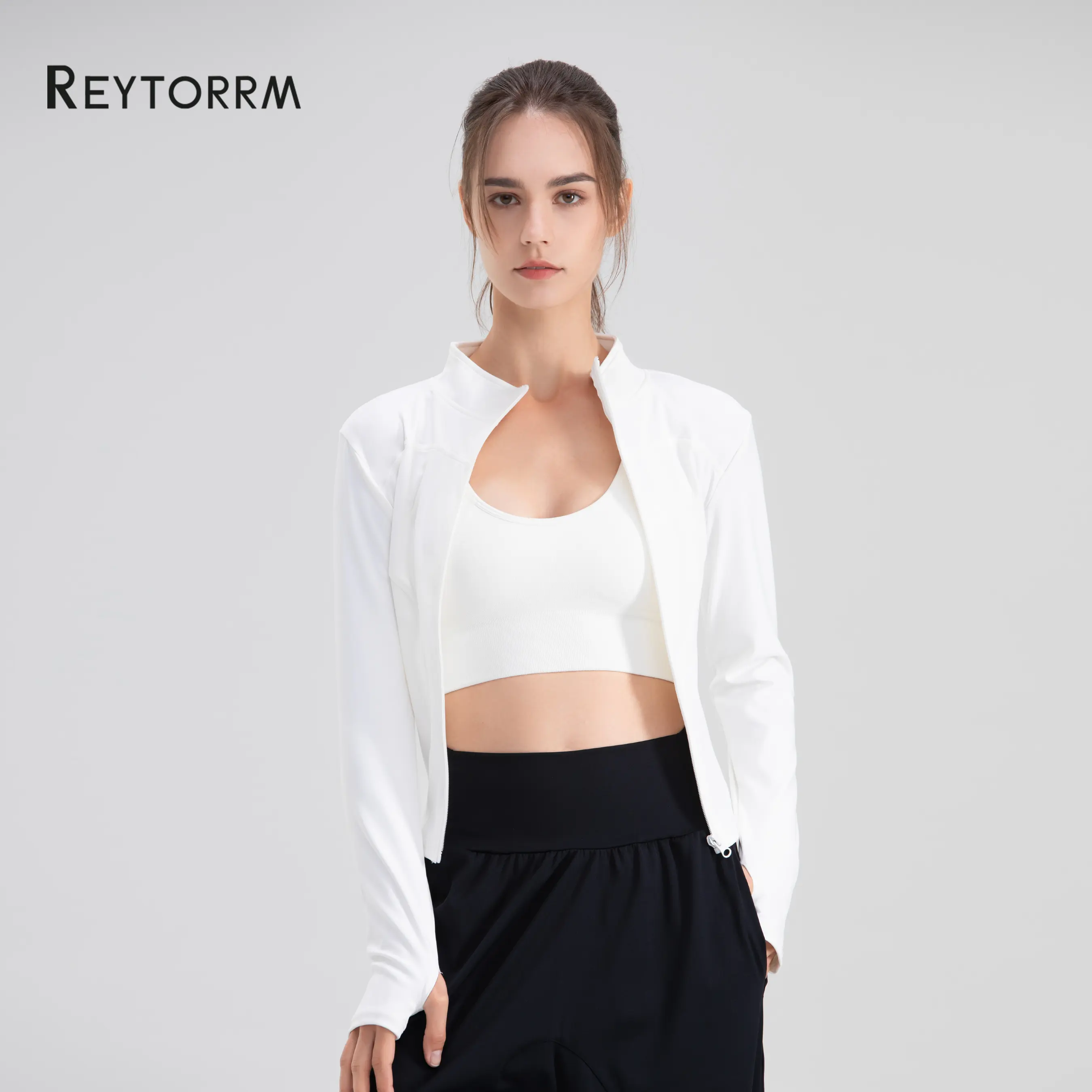 Reytorrm Jaket Olahraga Wanita Lengan Panjang Untuk Fitness Yoga sport +