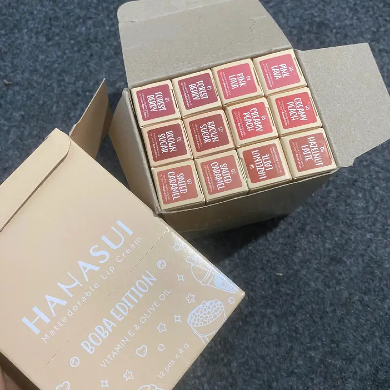 Paket Usaha 1 BOX (12 PCS) LIP CREAM HANASUI MATTEDORABLE LIP CREAM HANASUI BOBA EDITION Lipcream 4
