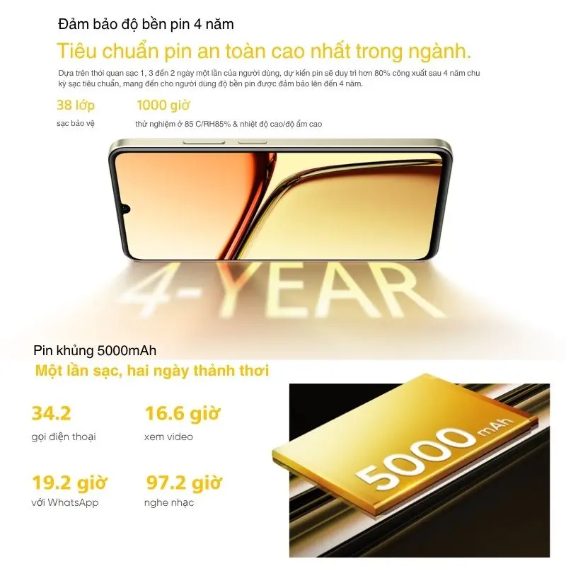 Điện thoại thông minh phone mobile realme C61 Ram (4GB+8GB) ROM 128GB siêu mỏng pin 4 năm bền bỉ mượt mà 4