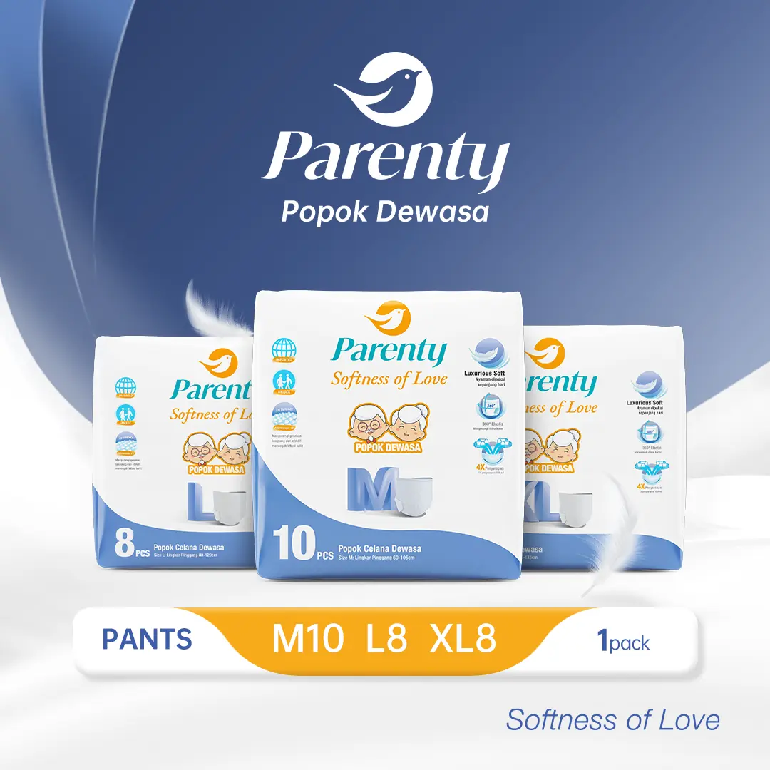 [1 PACK] PARENTY Adult Pants Soft Diapers Middle Flow Size M/L/XL Popok Celana Dewasa Lembut