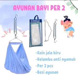 1 Set Ayunan Bayi Kelambu Per 2 dan Besi Hanger Segitiga