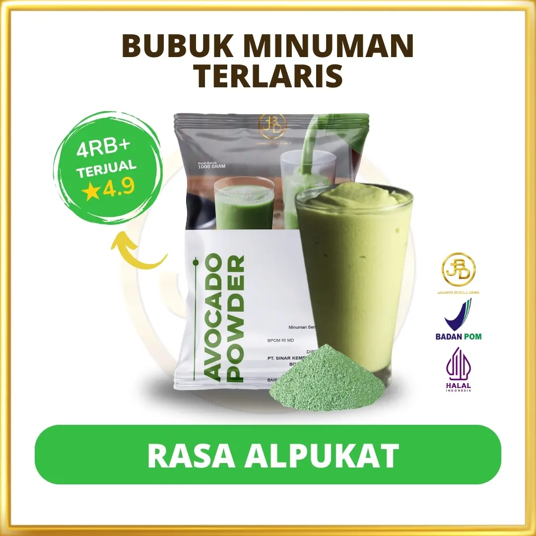 Bubuk minuman Premium Varian Buah Rasa Avocado 1Kg || Jakarta Bubble Drink Powder || Ice Susu Milkshake