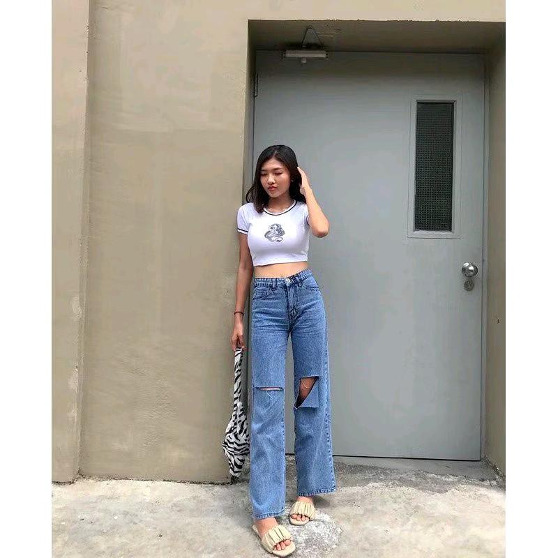 Celana Kulot Jeans Sobek Wanita - Model Terbaru Nyaman Panjang Nyaman Panjang Keren petite pants unsex regular cargo 2