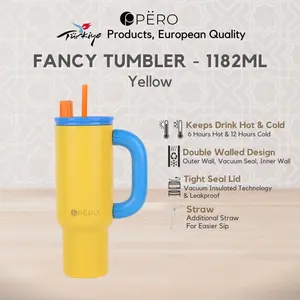[Exclusive Jordi Onsu] READY - Pero Fancy Tumbler Permos 1182ML with Handle / Botol Minum Tumbler Vakum Anti Panas dan Dingin 1182ML Vacuum