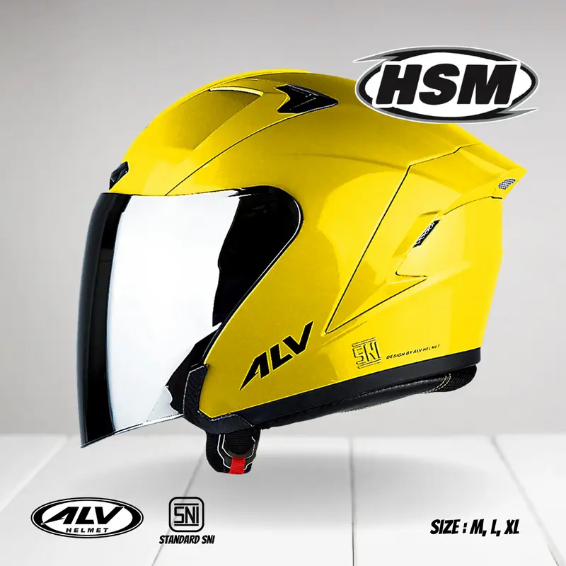 Helm Half Face ALV ULTRON Solid Original Kaca Visor Silver/Clear Untuk Pria dan Wanita Dewasa SNI Motorcycle dengan Intercom Ready Design 1