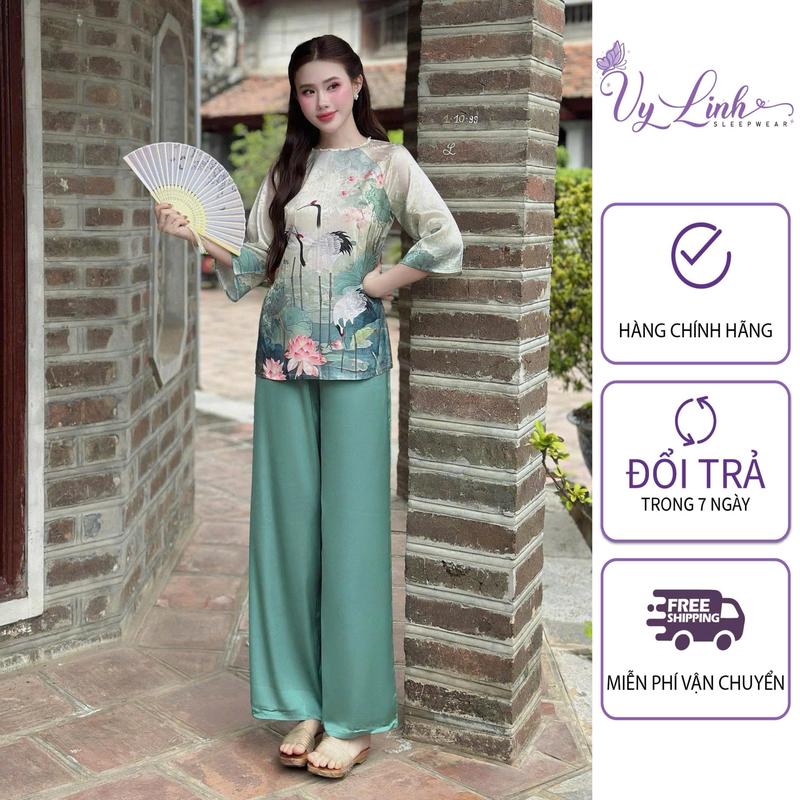  Bộ Đồ Lam Áo Xẻ Tà Dành Cho Nữ Họa Tiết Hình In 3D Chất Liệu Vải Gấm Hoa Mềm Nhẹ Mát S1325 Gấm Hoa 3D 