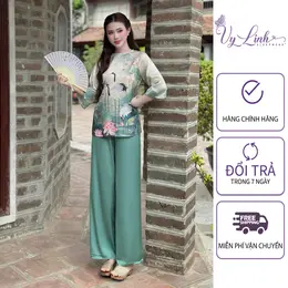 Đồ lam áo xẻ tà dành cho nữ, vải gấm mềm