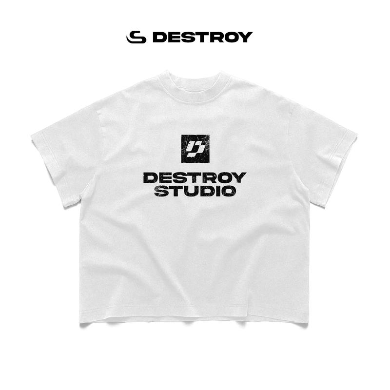 Áo Thun Boxy DESTROY STUDIO Signature Logo 250gsm - Áo Phông Đen Local Brand…