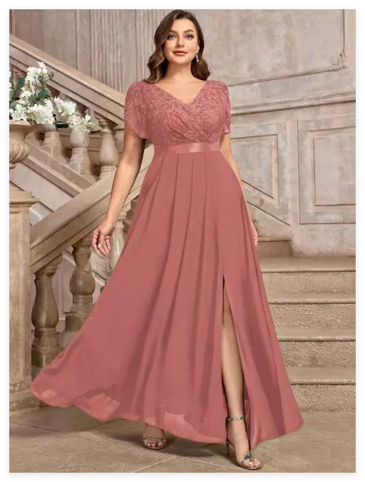 AMORS Plus Size Dusty Pink Lace Chiffon Maxi Dress Women V Neck Short Sleeve Bridesmaid Wedding Guest Dress - TikTok Shop Philippines AMORS Plus Size Dusty Pink Lace Chiffon Maxi Dress Women V Neck Short Sleeve Bridesmaid Wedding Guest Dress - TikTok Shop Philippines