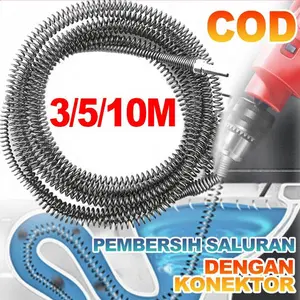 3/5/10/15 Meter Pembersih pipa / Alat Pembersih Saluran Pipa / Pipe Cleaner Stag Pembersih Saluran /Pipa Mampet Sumbat