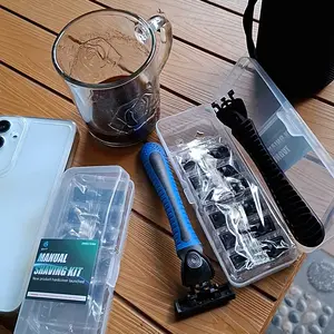 Pisau Cukur Manual Set 6pcs +1 gagang Pisau lantai ketiga pisau Alat cukur janggut Tajam