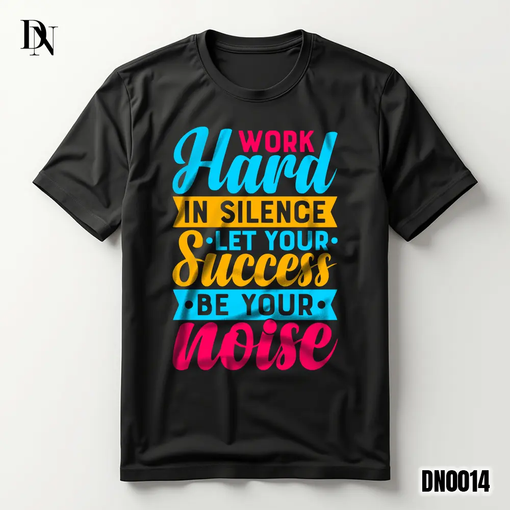 DNTK0014 - T-Shirt Gaya Pria Wanita - Kaos Motivasi - Work Hard in Silence - Black Combed Katun