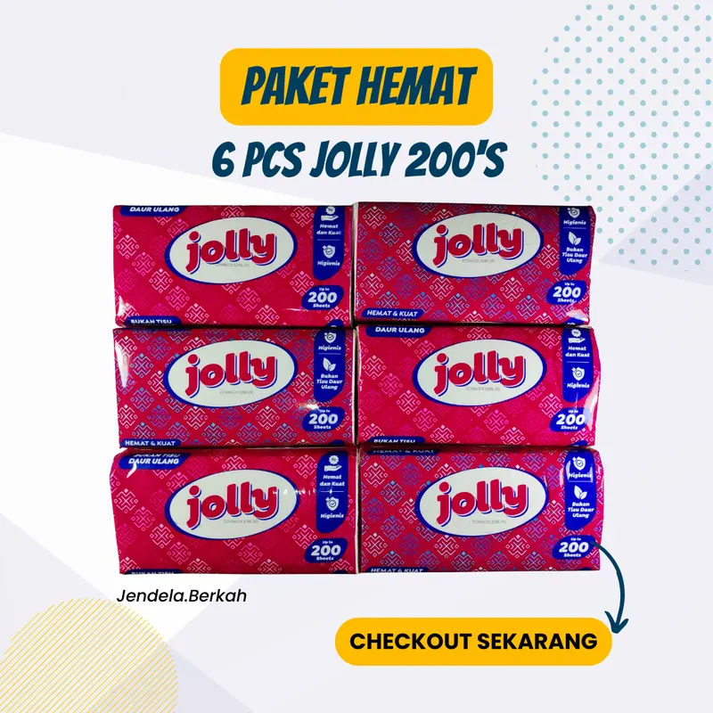 (Paket 6 Pcs) Jolly Facial Tissue Tisu 200’s 2 ply 0