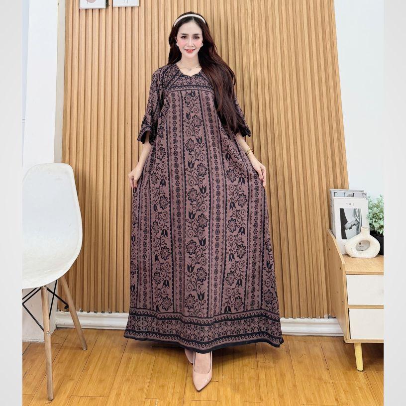 DRESS ALUNA KAIN RAYON BUSUI FRENDLY ADEM NYAMAN ELEGAN dengan Desain Vintage Modern dan fitur bus ui numbers verts