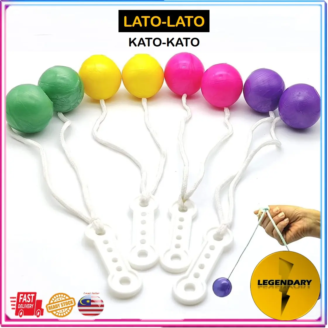 Lato-Lato Bola Katto-Katto Ball Mainan Viral Game Bola Tek Tek Multicolour Viral Toy Yoyo Marble Ball Etek Etek Games