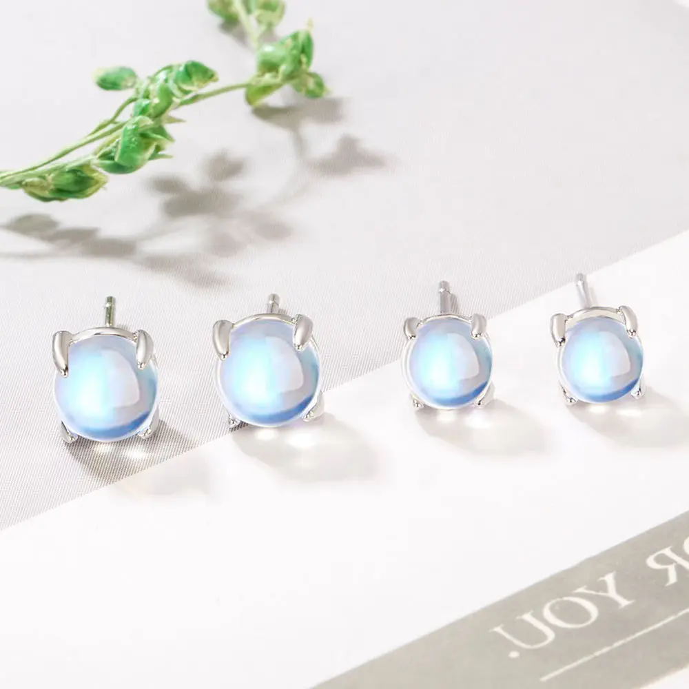 Bông Tai Đá Mặt Trăng, Thời Trang, Dễ Thương, Dành Cho Nữ, Bông Tai Opal Nhỏ Đơn Giản Và Thanh Lịch, Đồ Trang Sức Đinh Tán Tai, Phụ Kiện