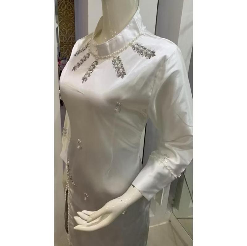 set Baju Kurung Melayu Selendang / Baju Kurung Malaysia Baju Kurung Wisuda Terbaru / Set Baju Kurung Melayu / Set Tunik Payet Modern / Bahan Satin Bridal Premium / Set Seragam Pesta Atasan Dress one  set 8