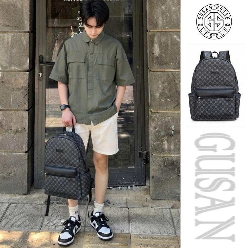 GUSAN Balo Da BL957 - Balo đựng Laptop Đa năng nhiều ngăn họa tiết sang trọng Kích thước 41x31x14cm Chất liệu Da PU cao cấp Hàng loại 1 Bảo hành 12 tháng