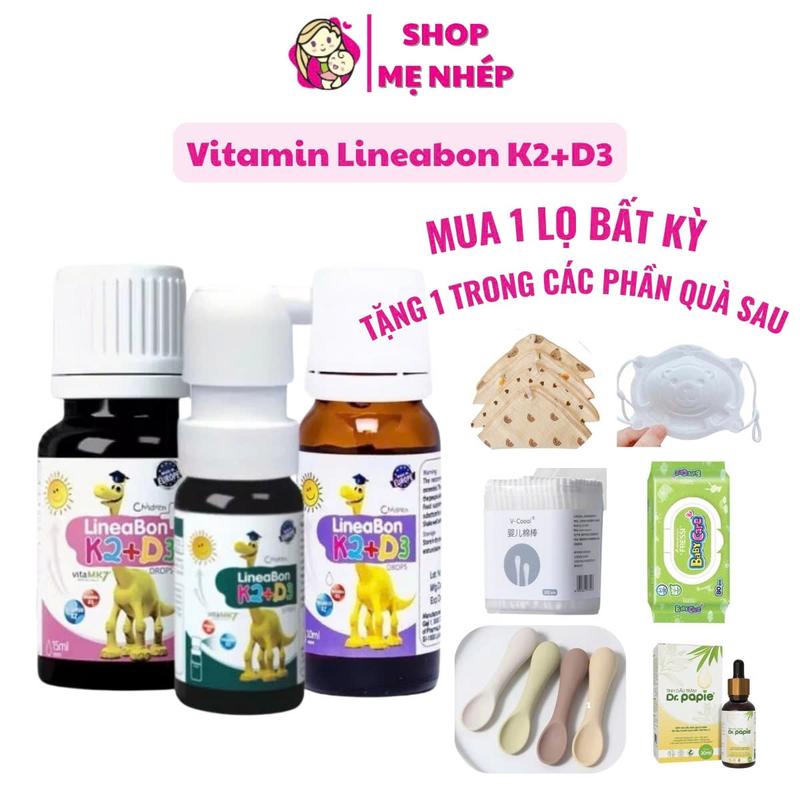 LineaBon Vitamin D3 K2 Giúp Hấp Thu Canxi Tối Đa Trẻ Cao Lớn Khỏe Mạnh Dạng Nhỏ Giọt & Xịt 10ml 15ml