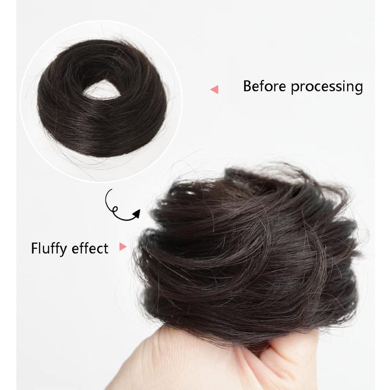 Trang Trí Bóng Tóc Thật, Phong Cách Hàn Quốc, Tóc Giả Tóc Thật, Đồ Trang Sức Vòng, Đĩa Màu Nâu Tự Nhiên, Tóc Bồng Bềnh Tóc Giả 6