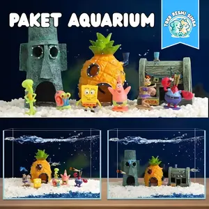 Miniatur Resin Spongebob – Set 6 pcs untuk Dekorasi Akuarium Unik kayu rumah aquarium 0232+