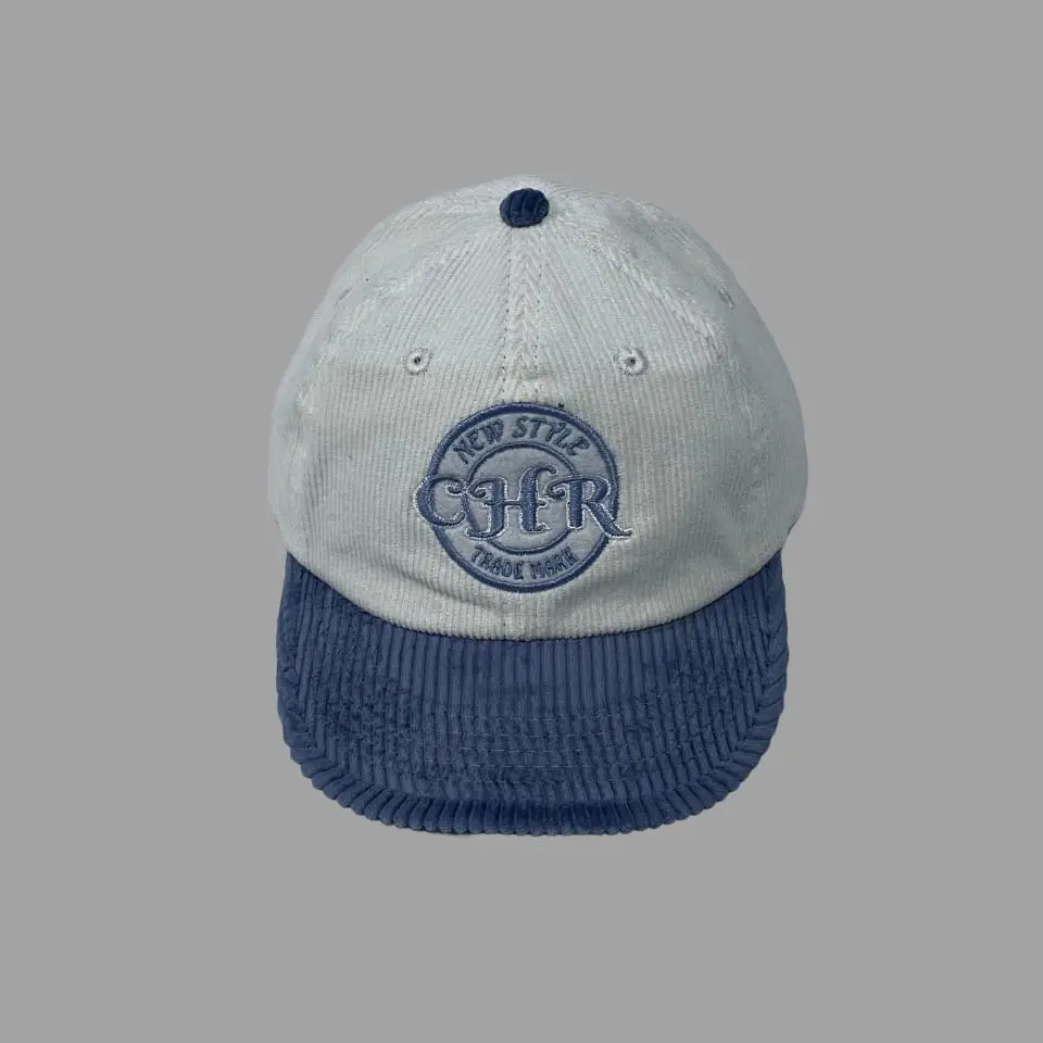 Topi Pria Corduroy Polocaps Putih Denim Lidah Pendek
