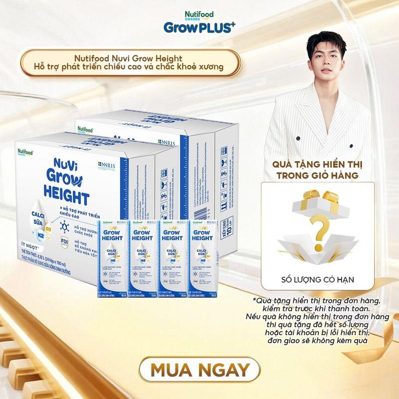  Combo 2 Thùng 24 hộp SBPS Nuvi Grow Height + hỗ trợ phát triển chiều cao hộp 180ml 