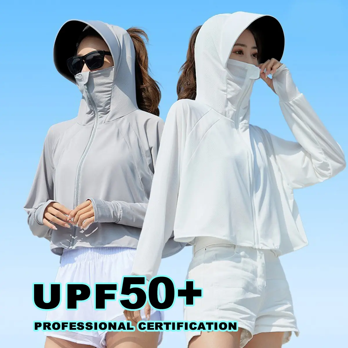 Cape style sun protection clothing UV blocking UPF50+Light Sportswear HoodedOutwear Quick Dry Fishing Women's  T-shirts Sixmoon