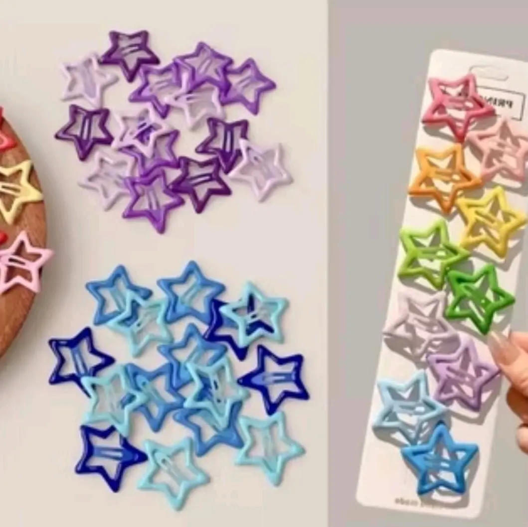 Jepit Rambut 6 PCS 10 pcs Sisi Warna Star Aksesoris Wanita Jepit Rambut Lucu Aksesoris Fashion Korea Clips
