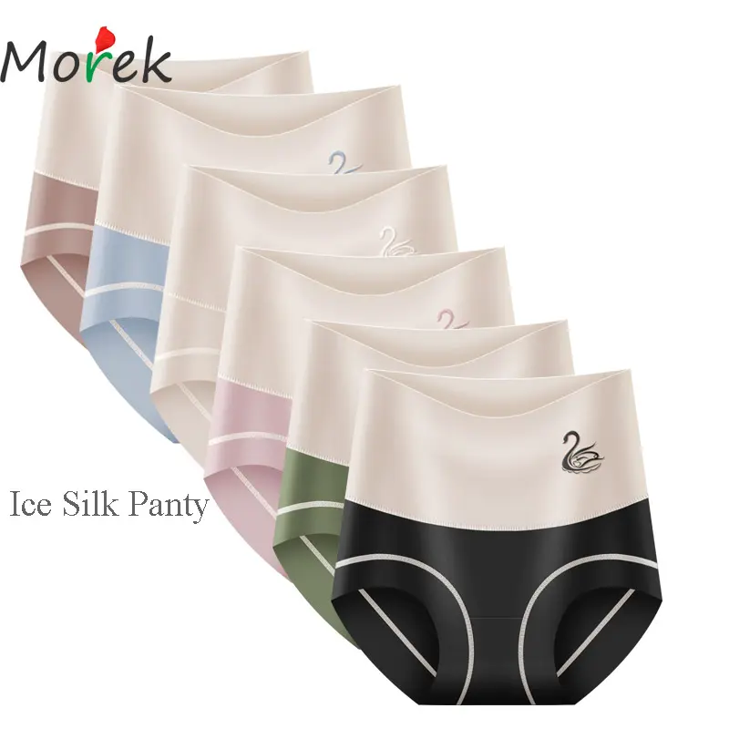 New Arrival Ice Silk Panty Underwear Women Seamless High Waisted Undies Briefs