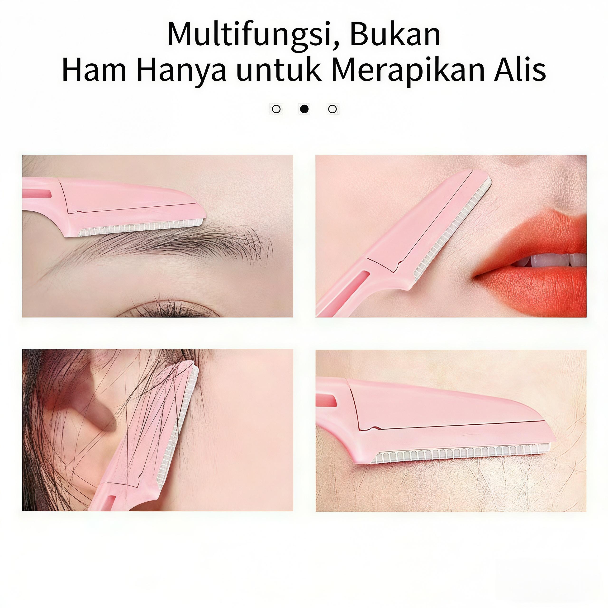 【Sam's market】Pisau Cukur Alis Wanita Aman Mudah Dikuasai oleh Pemula 3 Pcs dalam 1 Kotak Cocok untuk Pemula Anti-Gores Kuku Lipstick Pembest Seller