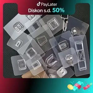 Gantungan Tempel Magic Hook Cadangan Stiker Lem Dinding Transparan Laci Pigura Jam Kamar Serbaguna