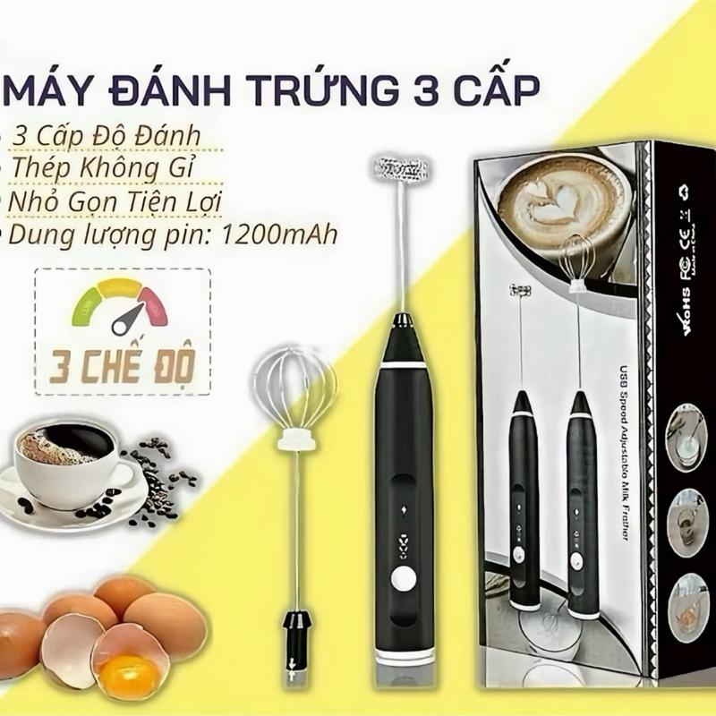 Máy Đánh Trứng, Máy Tạo Bọt Cà Phê 3 Tốc Độ Tiện Dụng Máy Đánh Bọt (Giao Màu Ngẫu Nhiên) (1)
