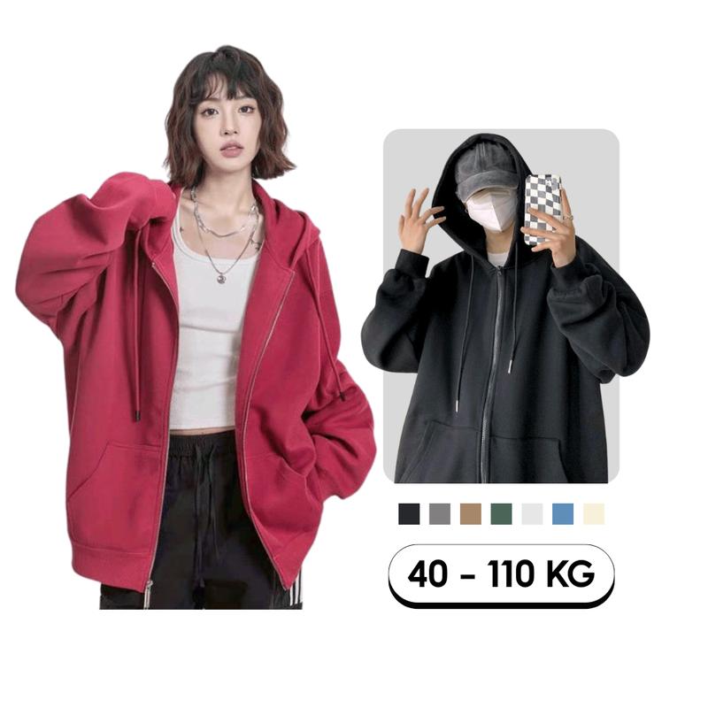 Áo Khoác Nam Nữ BIGSIZE 40-120KG Nón To - Tay Dài - Giữ Ấm Unisex Sói Store Áo Jacket Hoodie Zip Menswear Có Túi Trong Form Oversized Nhiều Màu Sắc