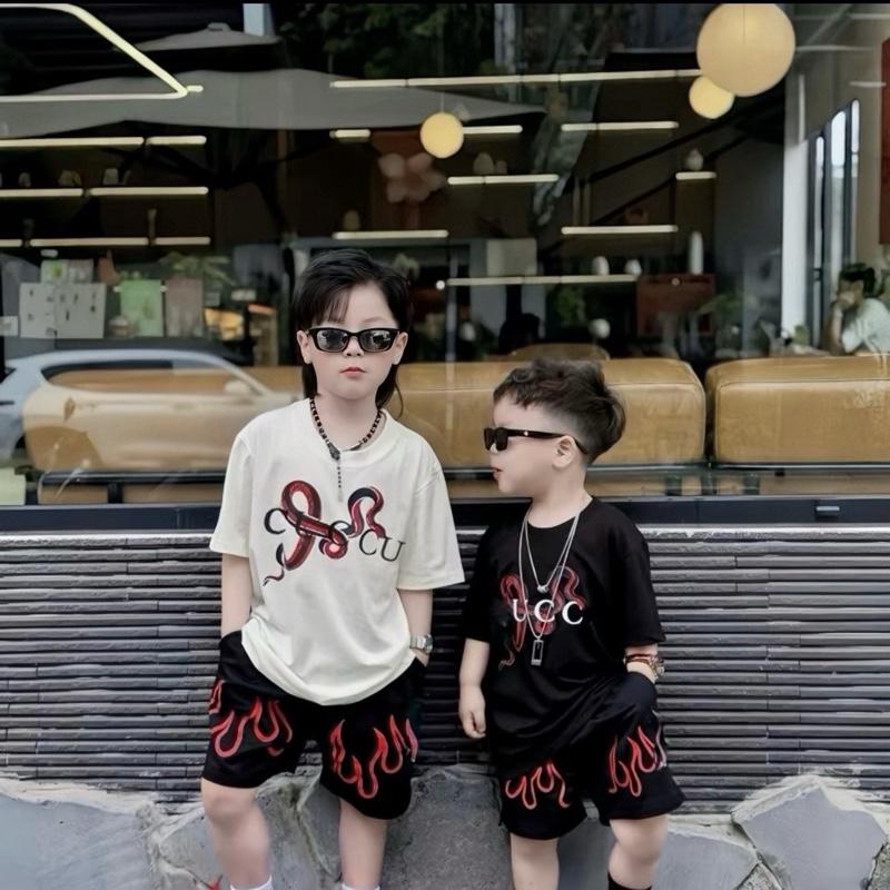 ( cocakids688)Bộ đồ bé Trai Boy Phố Áo In Rắn 5D Quần Tia Lửa Chất cottong dệt kim co giãn mềm mại thấm hút cho bé từ (10-48kg)