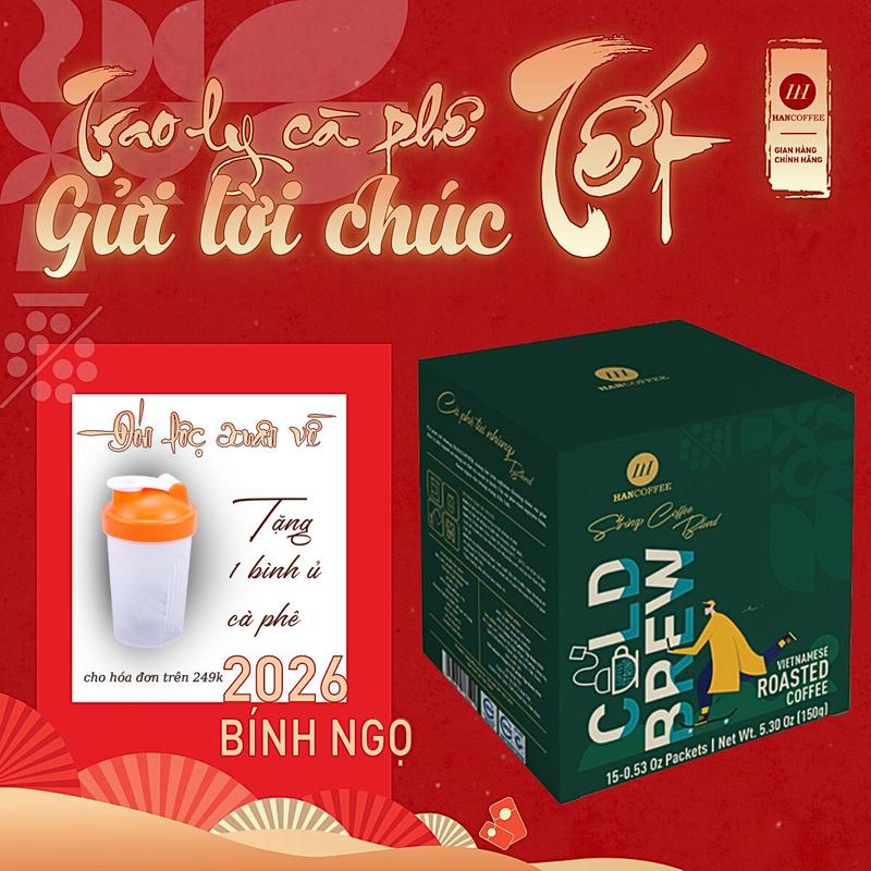 Cà Phê COLDBREW Ủ Lạnh Blend Nguyên Chất 80% Robusta 20% Arabica 20g x 10 gói HNCB2-01