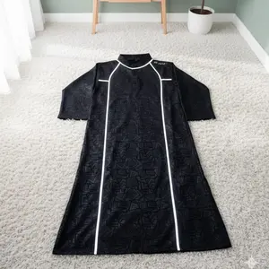 MEDIUM Jubah Gamis Anak Emboss Anak Laki-laki Usia 4-15 Tahun Jubah Anak Strip Menyala Bahan Premium Jubah Embos