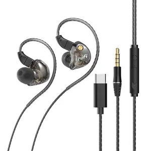 3.5mm Jack Tipe C Plug Wired Headphone HIFI Bass Earphone in-Ear Headset Gamer Handsfree Earbuds