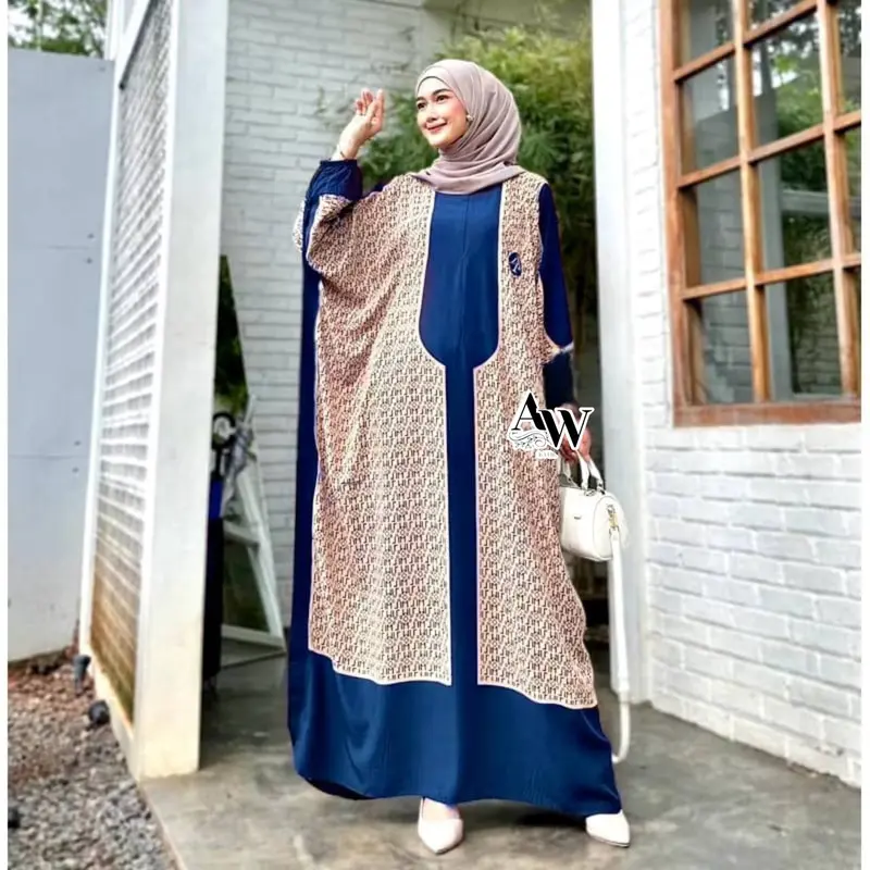 Jingga Kaftan by Daster Qu Gamis Kaftan Rayon Premium Busui Motif Grosir Klamby Baju Muslim Wanita Jumbo 4